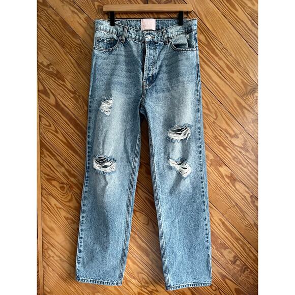 REVICE Denim - REVICE Denim Super 80s High Rise Straight Leg Distressed Jeans Size 29